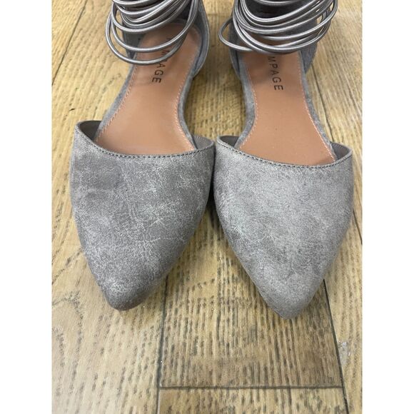Rampage Taupe-Tan Faux Suede Pointed Toe Ankle Wrap Flats Size 7 Zip Back - Picture 5 of 7